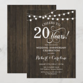 20ste trouwjubileum - Rustiek hout Kaart (Voorkant / Achterkant)
