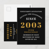 20ste verjaardag 2005 Zwart Goud Briefkaart (Voorkant / Achterkant)