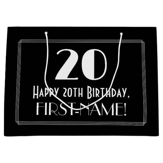 20ste verjaardag: Art Deco Geïnspireerde stijl "20 Groot Cadeauzakje (Voorkant)