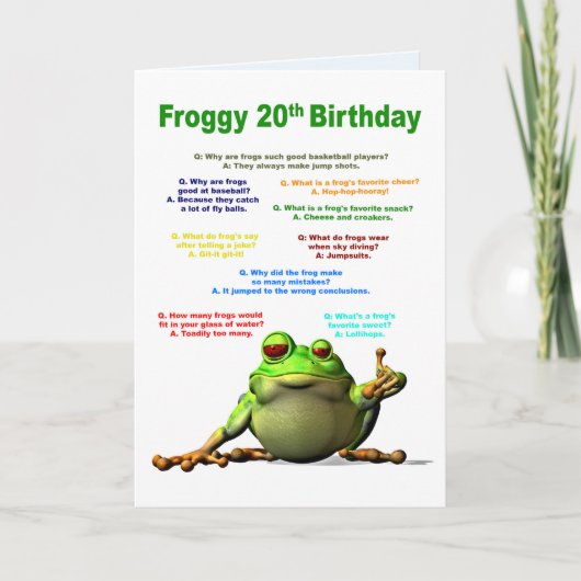 20ste verjaardag, Frog Jokes Kaart (Voorkant)