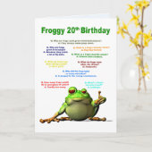 20ste verjaardag, Frog Jokes Kaart (Gele Bloem)