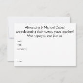 20ste verjaardag (mod vogels) kaart (Achterkant)