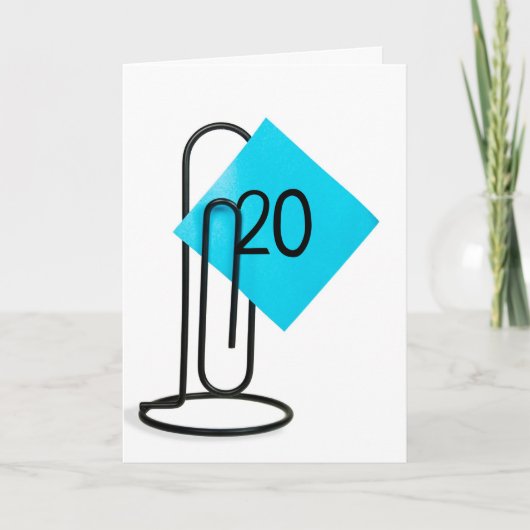 20ste verjaardag op een paperclip kaart (Voorkant)