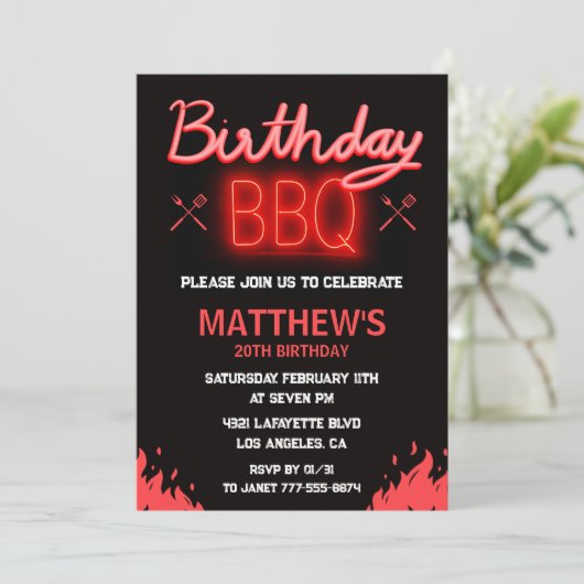 20ste verjaardag uitnodigingen verjaardag BBQ (Staand voorkant)