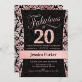 20ste verjaardagsfeestje - Roos Gold Black Kaart (Voorkant / Achterkant)