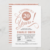 20ste verjaardagsfeestje - Roos Gold White Kaart (Voorkant / Achterkant)