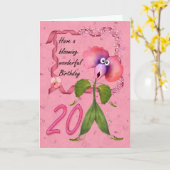 20ste Verjaardagskaart, Moonies schattige bloeiers Kaart (Gele Bloem)