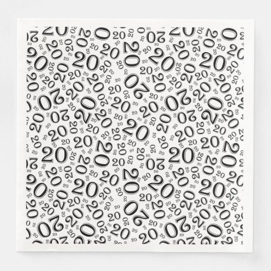 20th Age Random Number Pattern Black/White Servet (Voorkant)