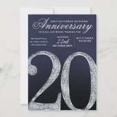 20th Anniversary Diamond Silver Dark Blue Years Kaart (Voorkant)