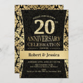 20th Anniversary Feest - Goud Zwart Kaart (Voorkant / Achterkant)