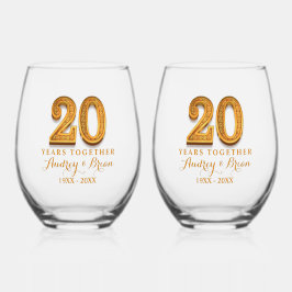 20th Anniversary Personalized Wijnglas Zonder Voet