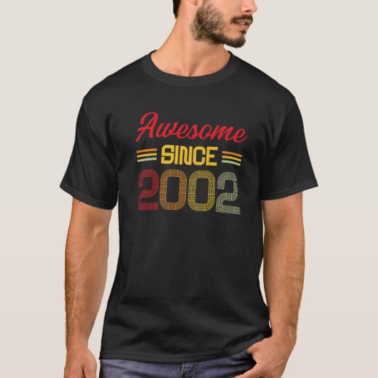 20Th Birthday Awesome Since 2002 20Th Birthday T-shirt (Voorkant)