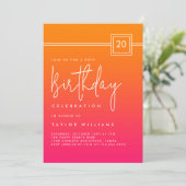 20th Birthday Bold Hot Pink Orange Simple Minimal Kaart (Staand voorkant)