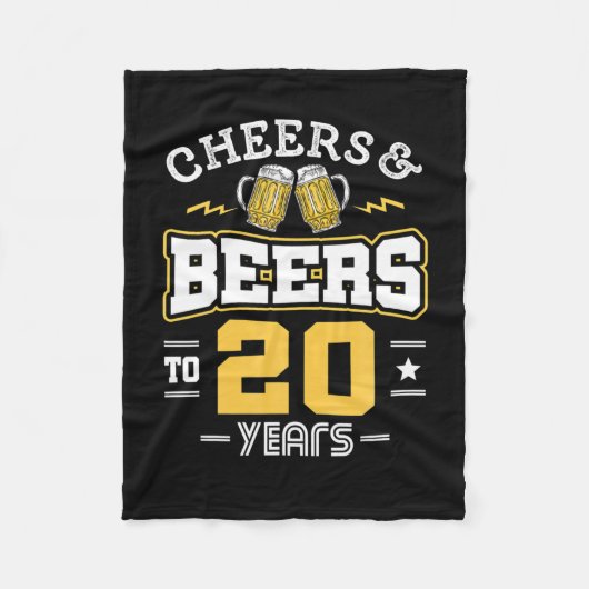 20Th Birthday Cheers And Beers Birthday Fleece Deken (Voorkant)