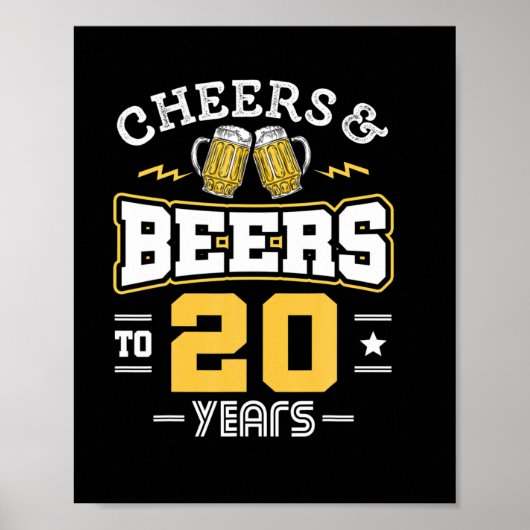 20Th Birthday Cheers And Beers Birthday Poster (Voorkant)