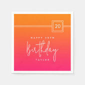 20th Birthday Hot Pink Orange Colorful Servet (Voorkant)