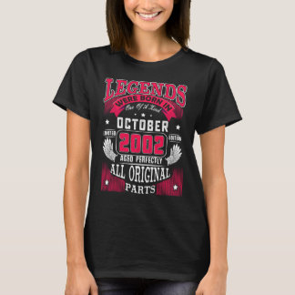 20th Birthday Legends Born In October 2002 20 Yrs T-shirt