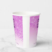 20th Birthday Party Gleaming Pink Glitter Papieren Bekers (Rechts)