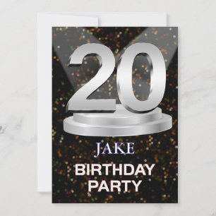 20th Birthday Party Invitation Voeg een naam toe Kaart
