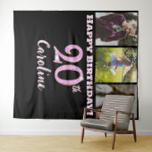 20th Birthday Party, Pink Glitter & 3 photos Wandkleed (In Situ (horizontaal))