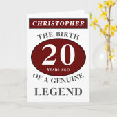 20th Birthday Red Genuine Legend Jouw naam toevoeg Kaart (Gele Bloem)