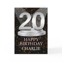 20th Birthday Spotlights Voeg een naam toe Kaart
