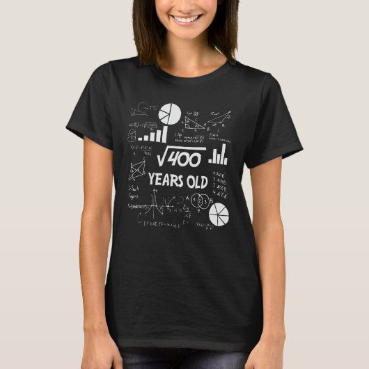 20th Birthday Square Root Math 20 Years Old Bday T-shirt (Voorkant)