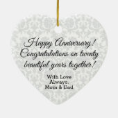 20th Emerald Damask Wedding Jubileum - Custom Keramisch Ornament (Achterkant)