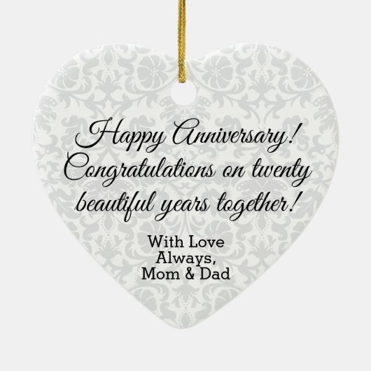 20th Emerald Damask Wedding Jubileum - Custom Keramisch Ornament (Achterkant)