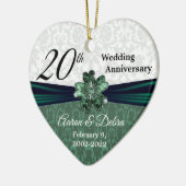 20th Emerald Damask Wedding Jubileum - Custom Keramisch Ornament (Links)
