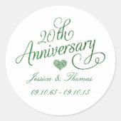 20th Emerald Wedding Anniversary Paper Plates Ronde Sticker (Voorkant)