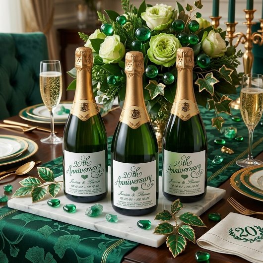 20th Emerald Wedding Anniversary Sparkling Wijnetiket