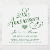 20th Emerald Wedding Anniversary Sparkling Wijnetiket (Enkel label)