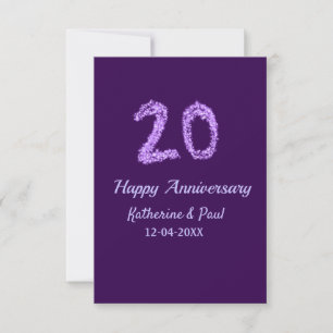 20th Happy Anniversary Voeg een paar toe Naam Datu Bedankkaart