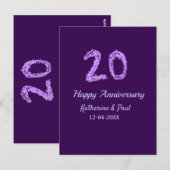 20th Happy Anniversary Voeg een paar toe Naam Datu Briefkaart (Voorkant / Achterkant)