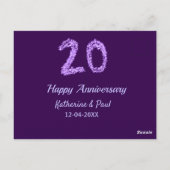 20th Happy Anniversary Voeg een paar toe Naam Datu Briefkaart (Achterkant)