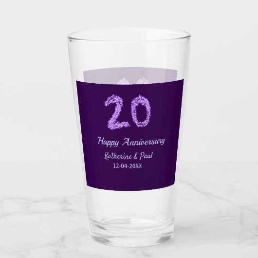 20th Happy Anniversary Voeg een paar toe Naam Datu Glas (Voorkant)