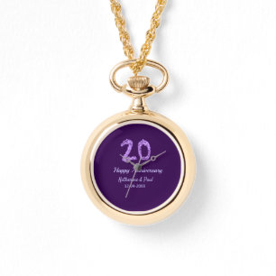 20th Happy Anniversary Voeg een paar toe Naam Datu Horloge