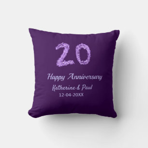 20th Happy Anniversary Voeg een paar toe Naam Datu Kussen