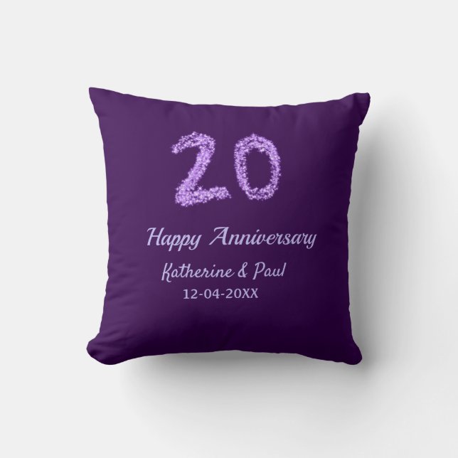 20th Happy Anniversary Voeg een paar toe Naam Datu Kussen (Voorkant)