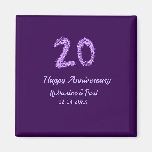 20th Happy Anniversary Voeg een paar toe Naam Datu Magneet (Voorkant)