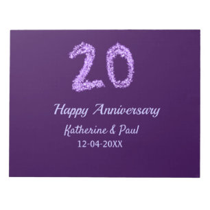 20th Happy Anniversary Voeg een paar toe Naam Datu Notitieblok