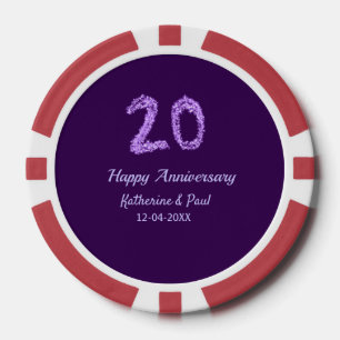 20th Happy Anniversary Voeg een paar toe Naam Datu Poker Chips