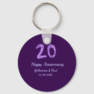 20th Happy Anniversary Voeg een paar toe Naam Datu Sleutelhanger