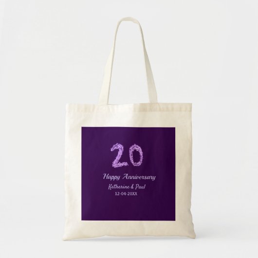 20th Happy Anniversary Voeg een paar toe Naam Datu Tote Bag (Voorkant)