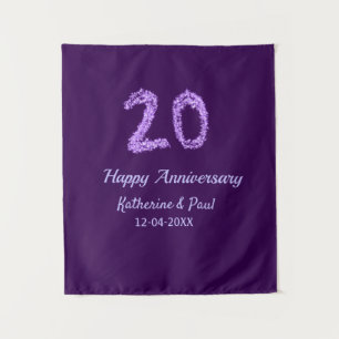 20th Happy Anniversary Voeg een paar toe Naam Datu Wandkleed