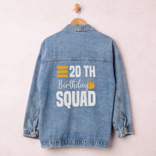 20th Happy Birthday Squad Party Bday Family Group Denim Jacket (Hangar)