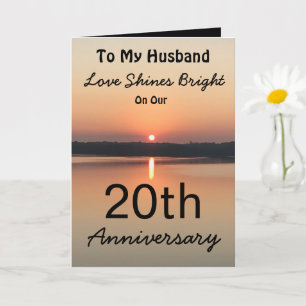 20th Love Shines Bright Husband Jubileum Kaart