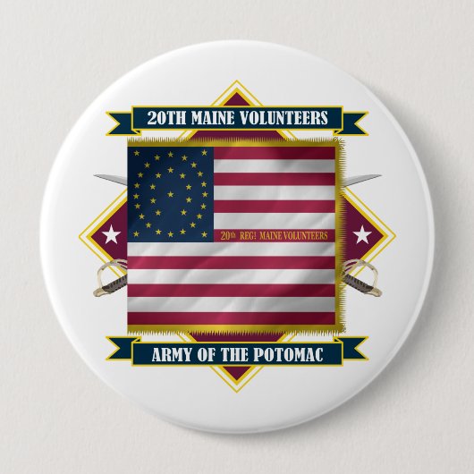20th Maine Ronde Button 4,0 Cm (Voorkant)