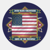 20th Maine Ronde Sticker (Voorkant)